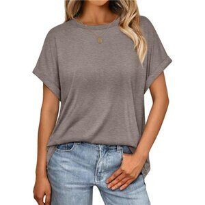 Womens Summer Tops Outfits Spring Casual Dressy T Shirts Workout Coffee Gray
